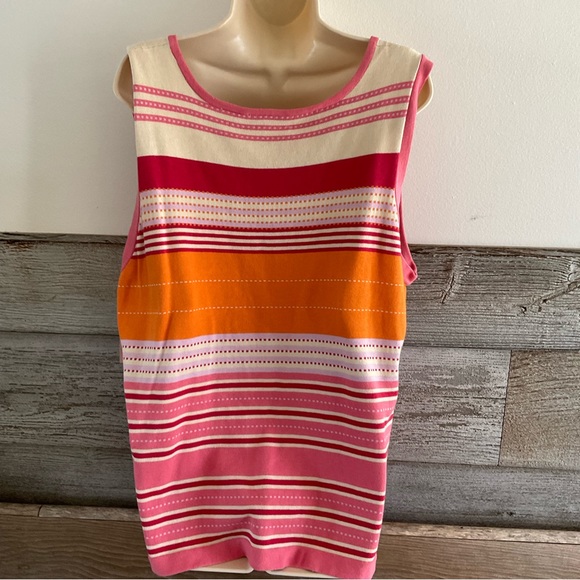 Villager striped knit sleeveless top rose-watermelon size 3 (3X) NWT (K1) - Picture 4 of 6